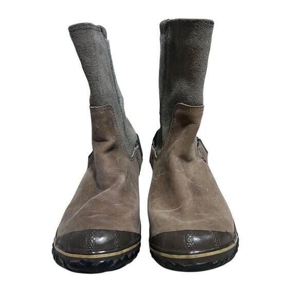 Sorel Brown Slim Shortie Boot Women Sz 9 Gray Waterproof Rubber Leather - Picture 3 of 10